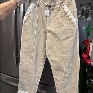 Solo Beige Corduroy Women's Pants